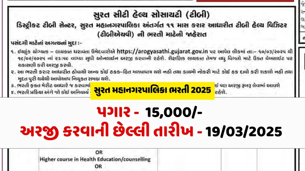 સુરત મહાનગરપાલિકા ભરતી 2025
